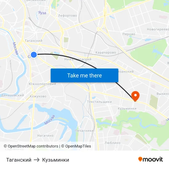 Таганский to Кузьминки map