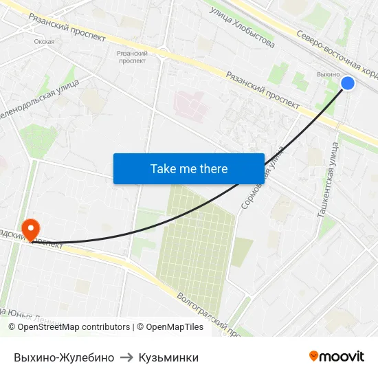 Выхино-Жулебино to Кузьминки map