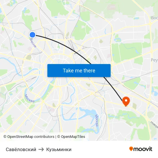 Савёловский to Кузьминки map