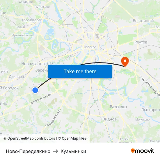 Ново-Переделкино to Кузьминки map