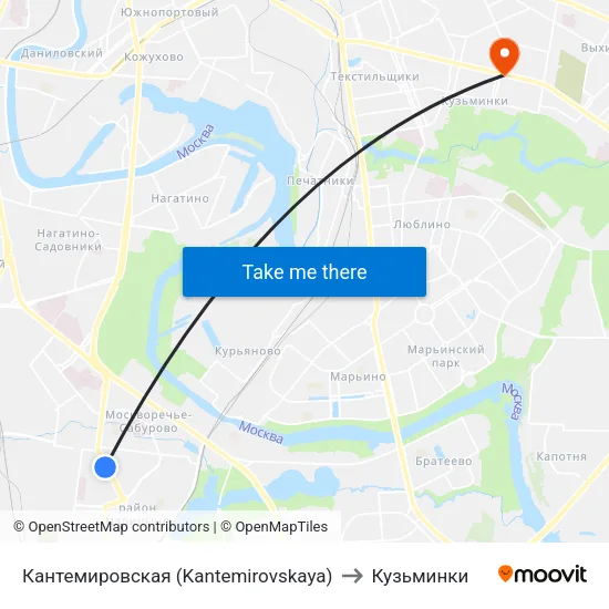 Кантемировская (Kantemirovskaya) to Кузьминки map