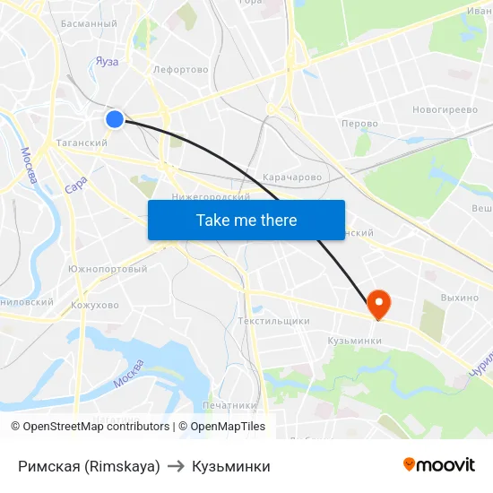 Римская (Rimskaya) to Кузьминки map