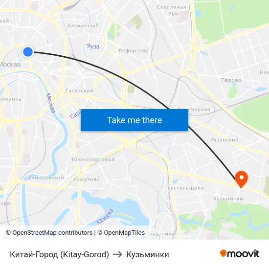 Китай-Город (Kitay-Gorod) to Кузьминки map