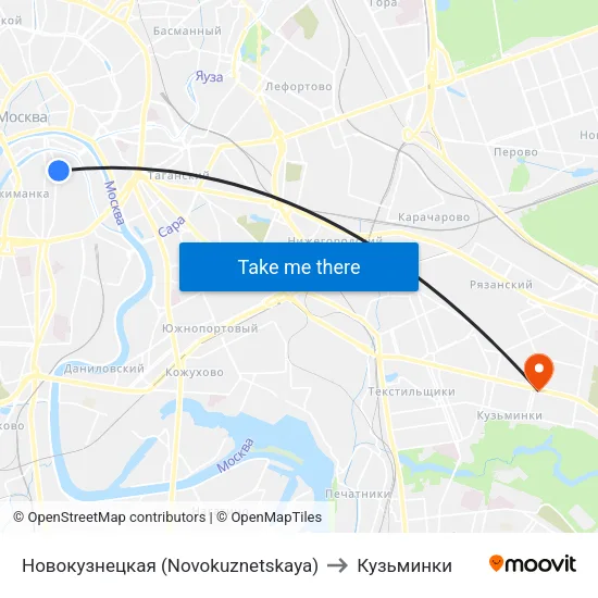 Новокузнецкая (Novokuznetskaya) to Кузьминки map