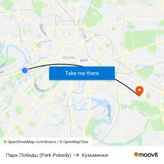 Парк Победы (Park Pobedy) to Кузьминки map