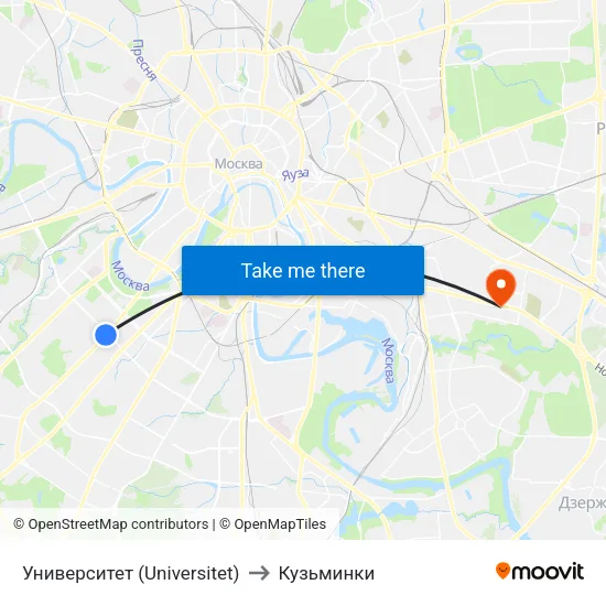 Университет (Universitet) to Кузьминки map