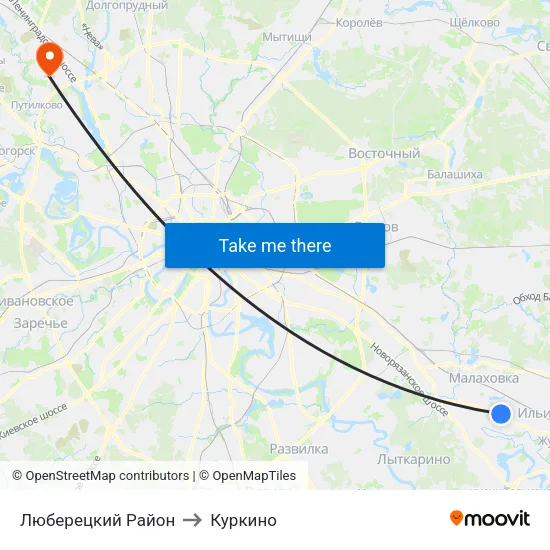 Люберецкий Район to Куркино map