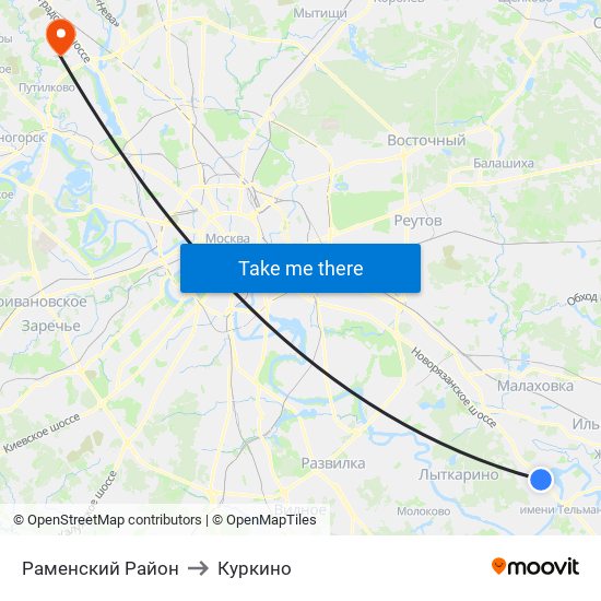 Раменский Район to Куркино map