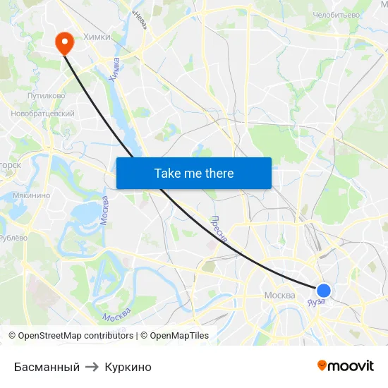 Басманный to Куркино map
