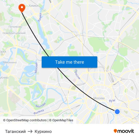 Таганский to Куркино map