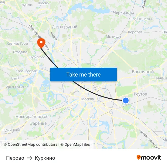 Перово to Куркино map