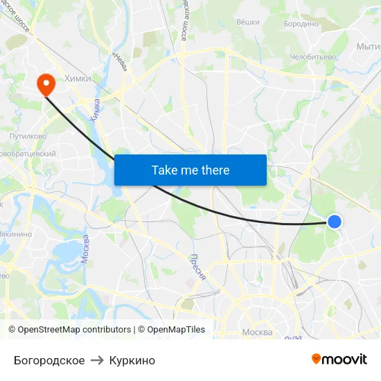 Богородское to Куркино map