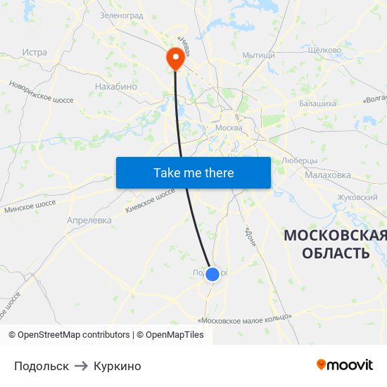 Подольск to Куркино map