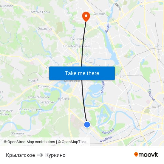 Крылатское to Куркино map