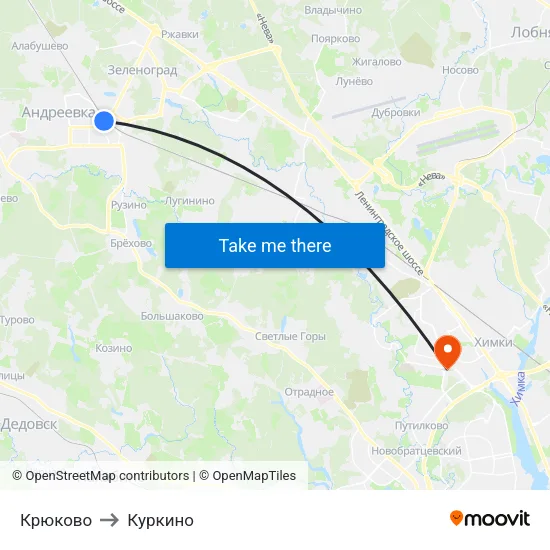 Крюково to Куркино map