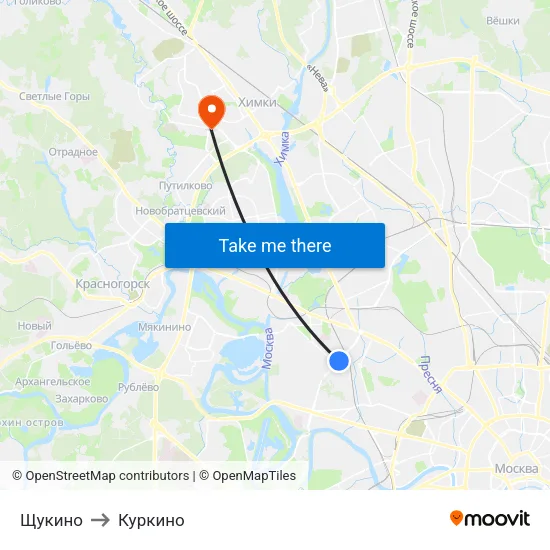 Щукино to Куркино map