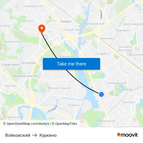 Войковский to Куркино map