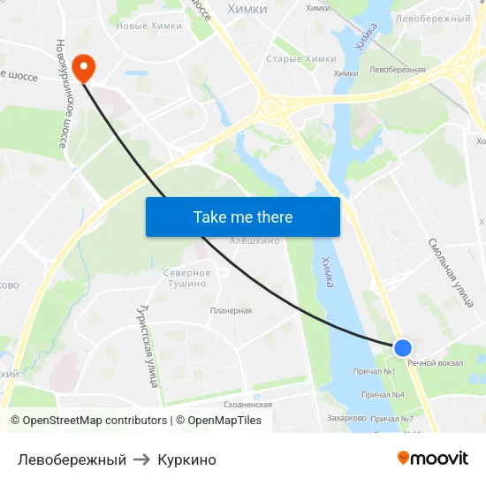 Левобережный to Куркино map