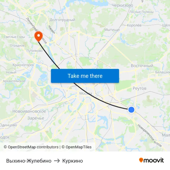 Выхино-Жулебино to Куркино map