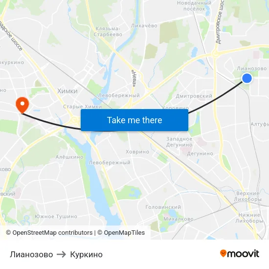 Лианозово to Куркино map