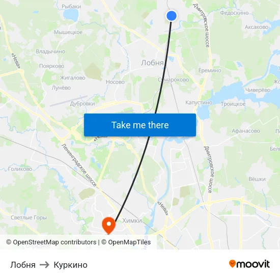 Лобня to Куркино map