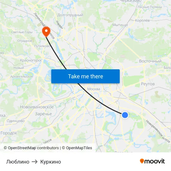 Люблино to Куркино map