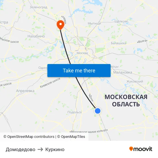 Домодедово to Куркино map