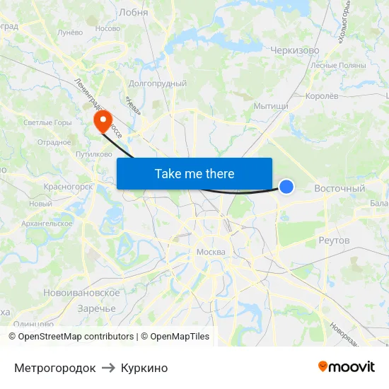 Метрогородок to Куркино map