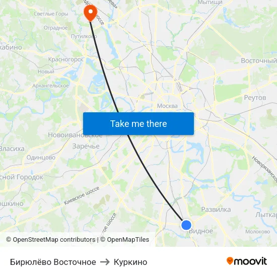 Бирюлёво Восточное to Куркино map