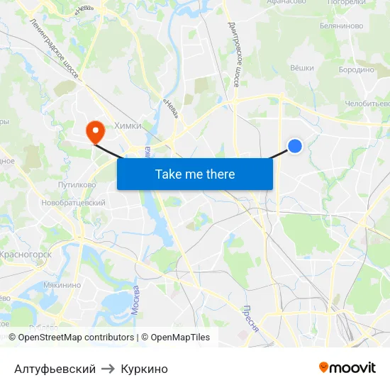 Алтуфьевский to Куркино map