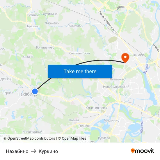 Нахабино to Куркино map