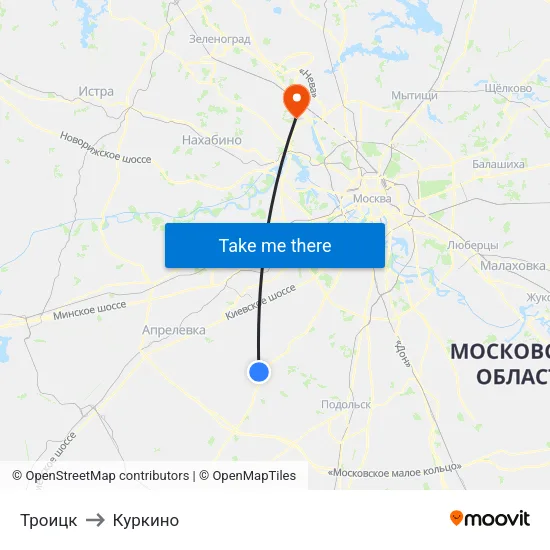 Троицк to Куркино map
