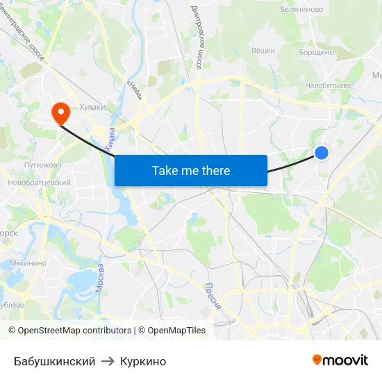 Бабушкинский to Куркино map