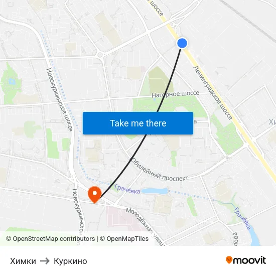 Химки to Куркино map