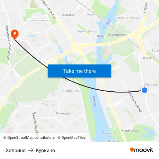 Ховрино to Куркино map