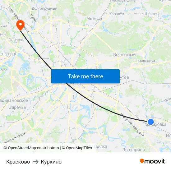 Красково to Куркино map