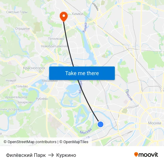 Филёвский Парк to Куркино map