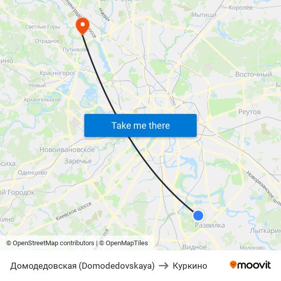 Домодедовская (Domodedovskaya) to Куркино map