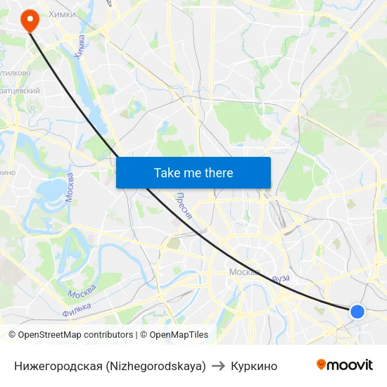 Нижегородская (Nizhegorodskaya) to Куркино map