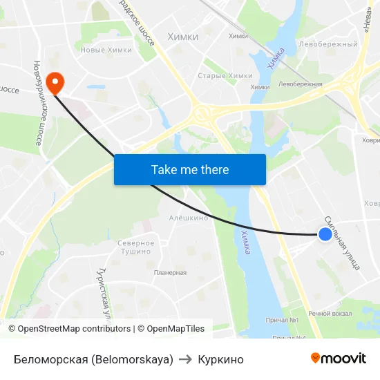 Беломорская (Belomorskaya) to Куркино map