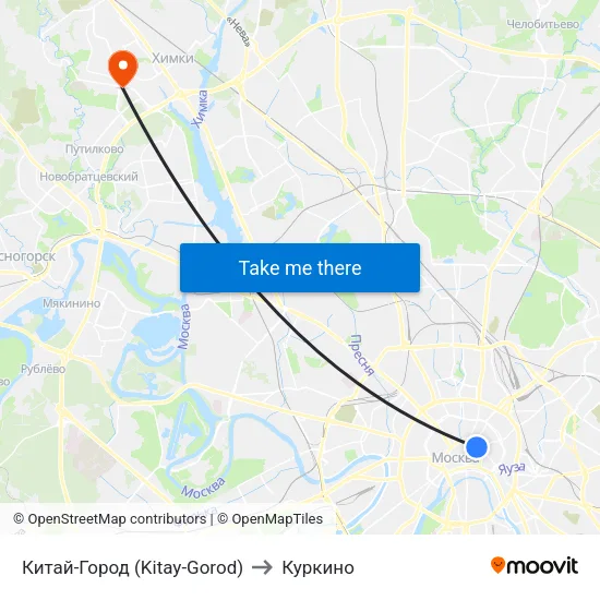 Китай-Город (Kitay-Gorod) to Куркино map