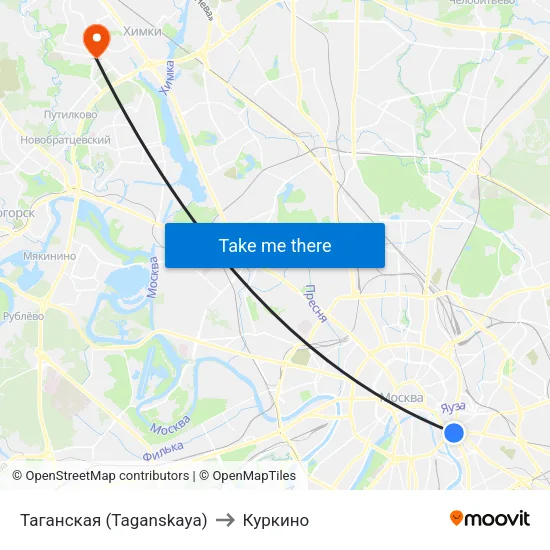 Таганская (Taganskaya) to Куркино map