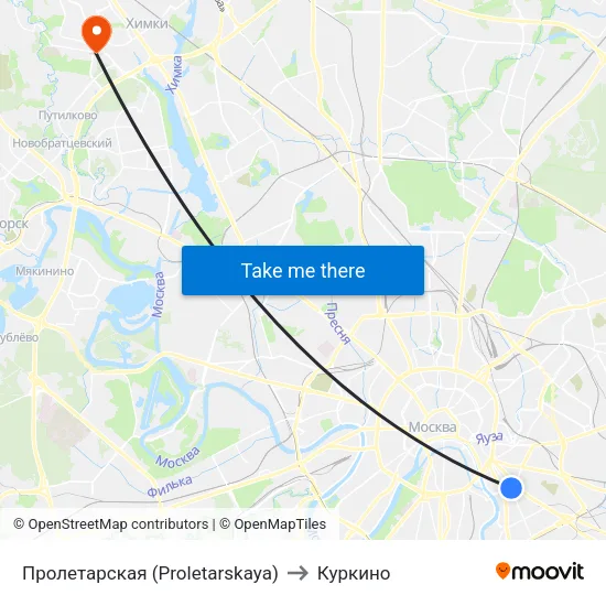 Пролетарская (Proletarskaya) to Куркино map
