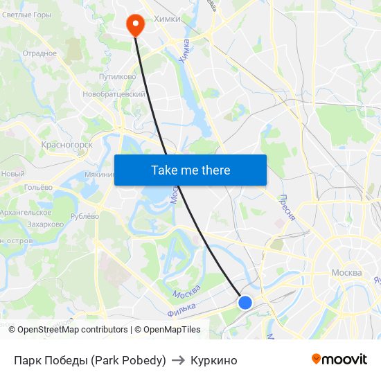 Парк Победы (Park Pobedy) to Куркино map