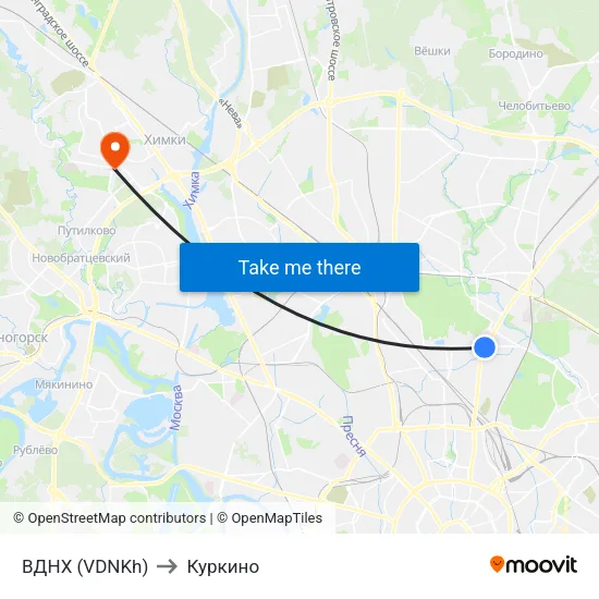 ВДНХ (VDNKh) to Куркино map