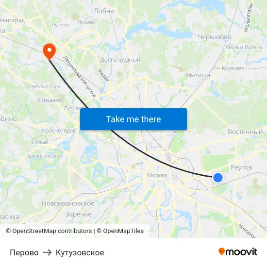 Перово to Кутузовское map