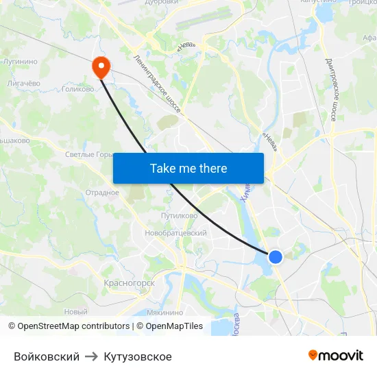 Войковский to Кутузовское map