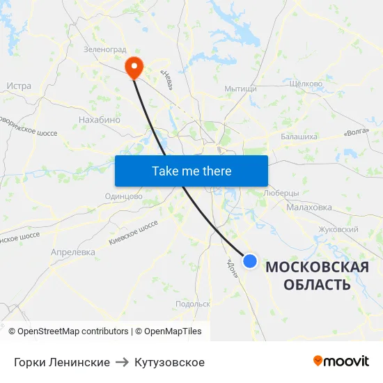 Горки Ленинские to Кутузовское map