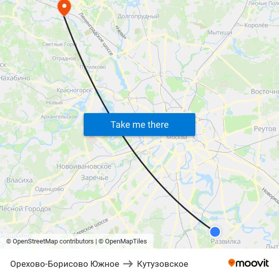 Орехово-Борисово Южное to Кутузовское map