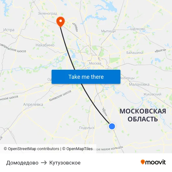 Домодедово to Кутузовское map